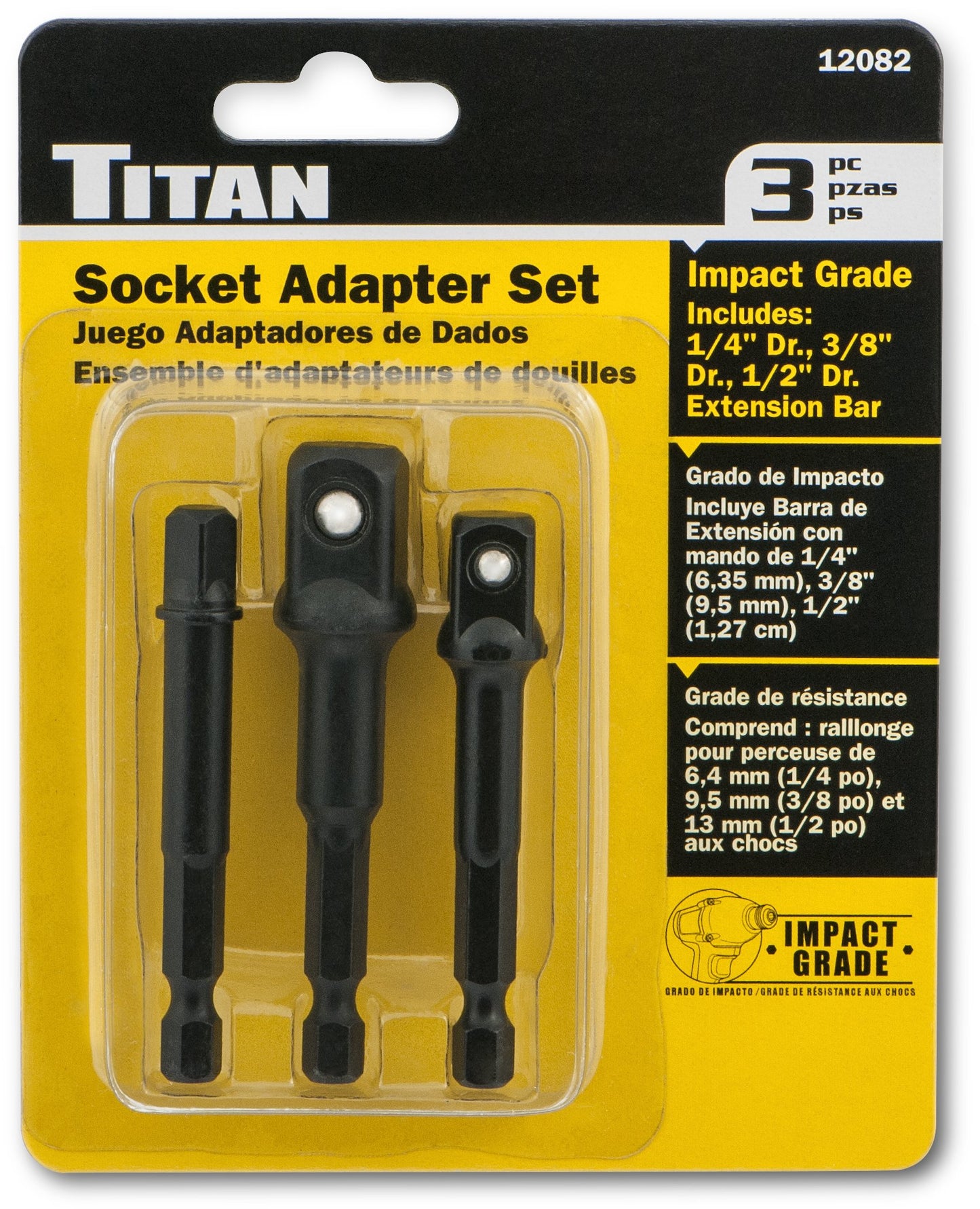 Neuf - Titan 12082 Jeu d'adaptateurs de douille 3 pièces
