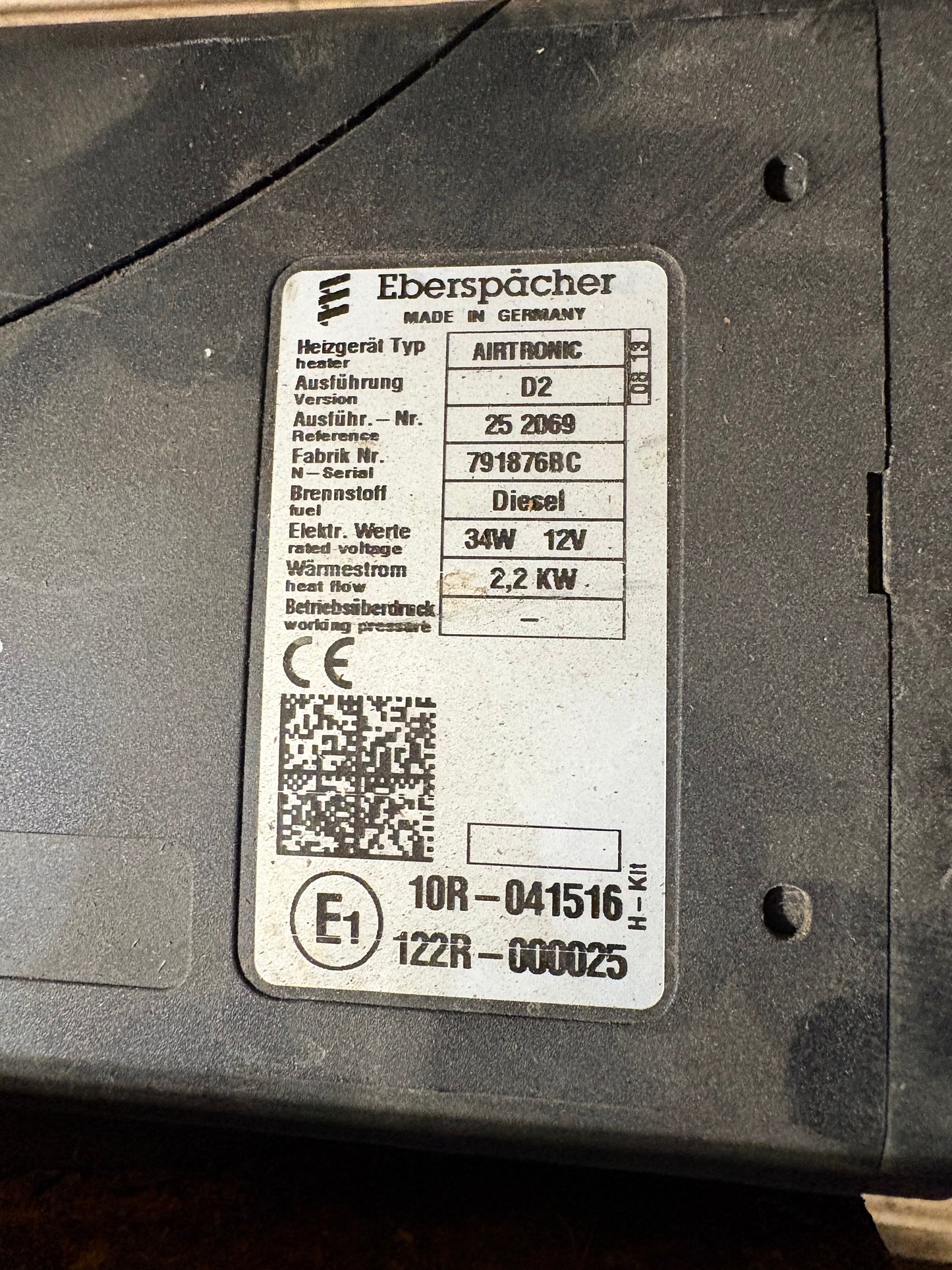 Chauffe cabine Espar Airtronic D2