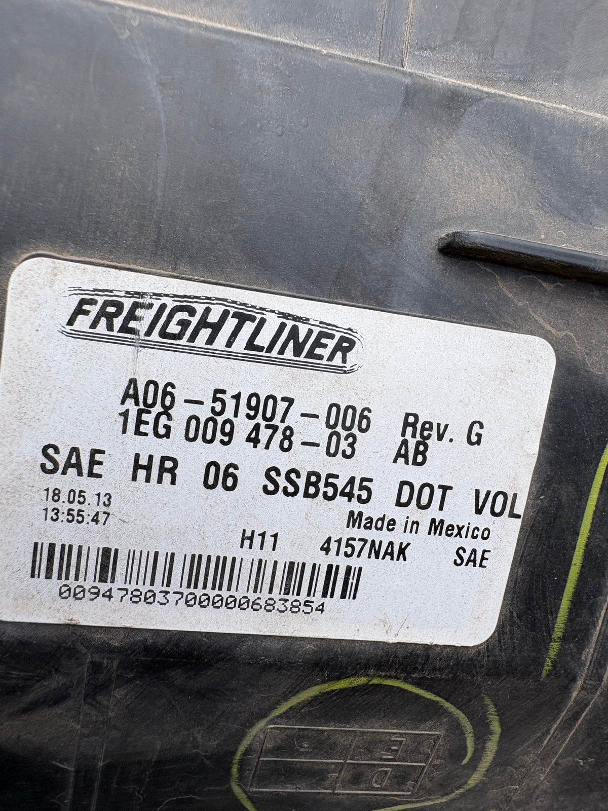 Lumière avant gauche/conducteur pour Freightliner Cascadia