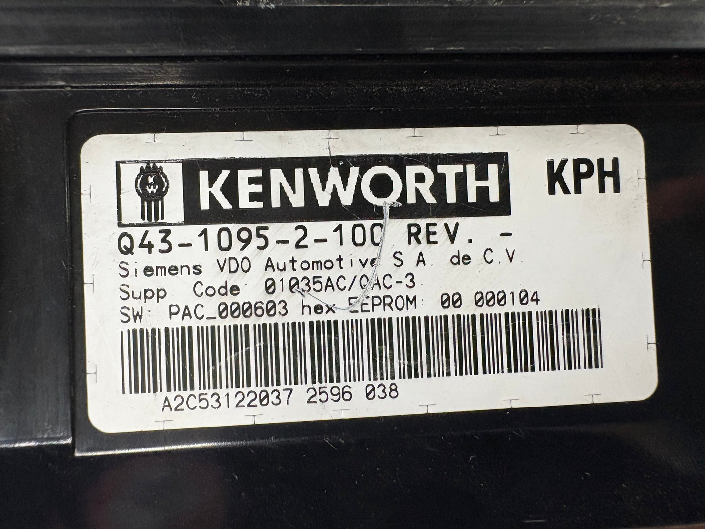 Compteur de vitesse et tableau de bord Kenworth