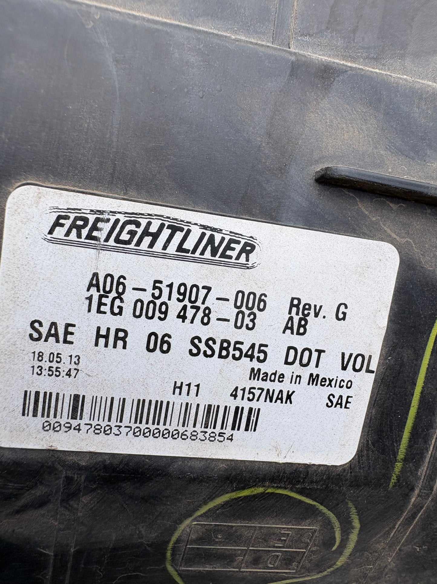 Lumière avant gauche/conducteur pour Freightliner Cascadia
